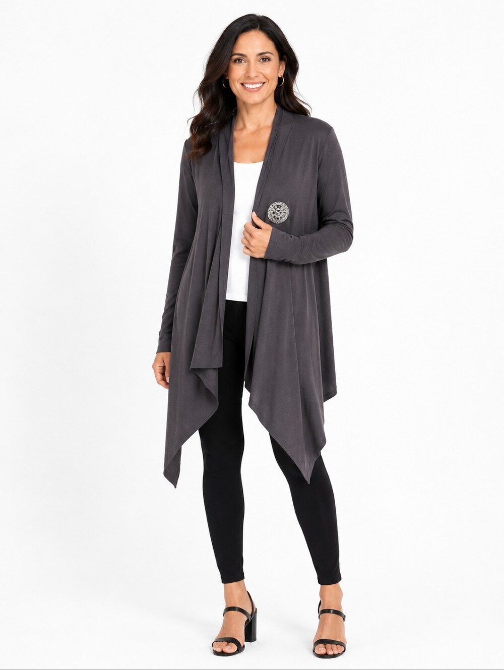 Moco Cardigan Sweater Elegant Black Women's Size XL Boho Lagenlook